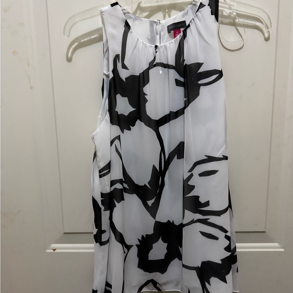 Vince Camuto Black and White Floral Blouse